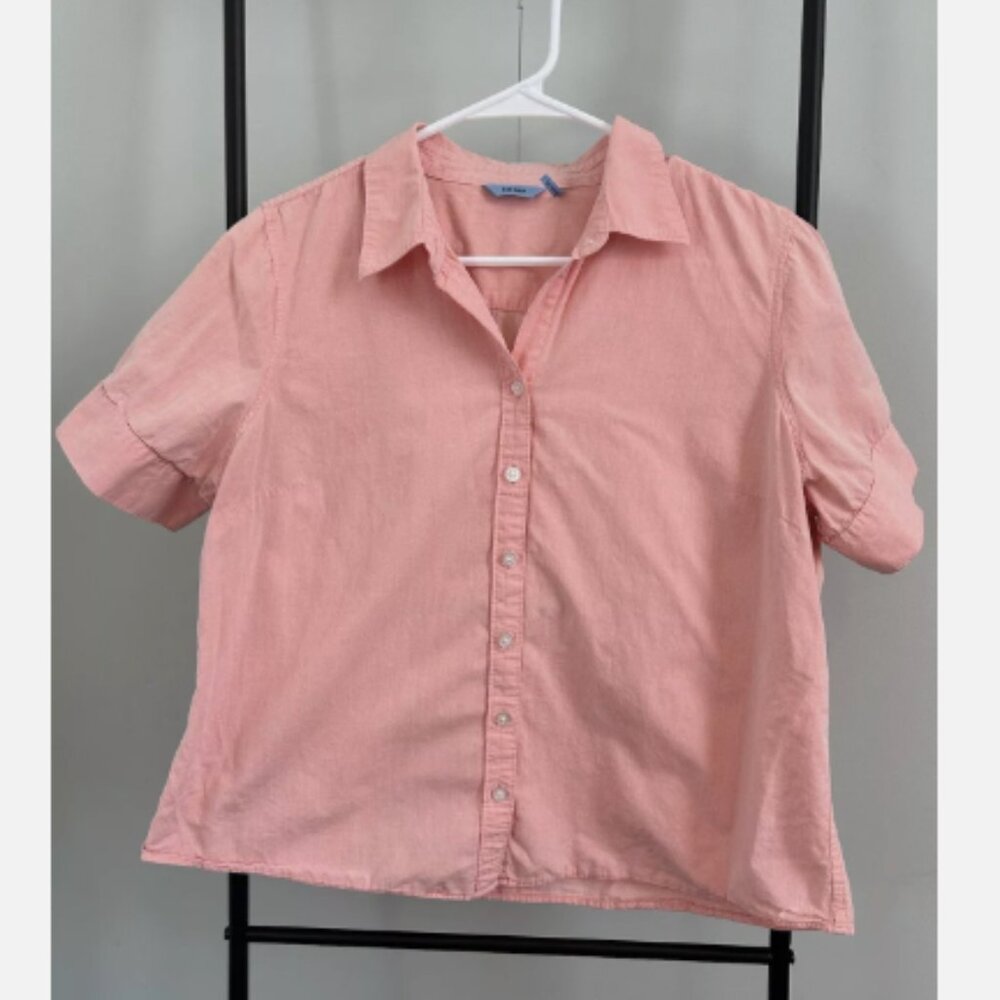 Izod pink salmon button down stretch short sleeve top XL